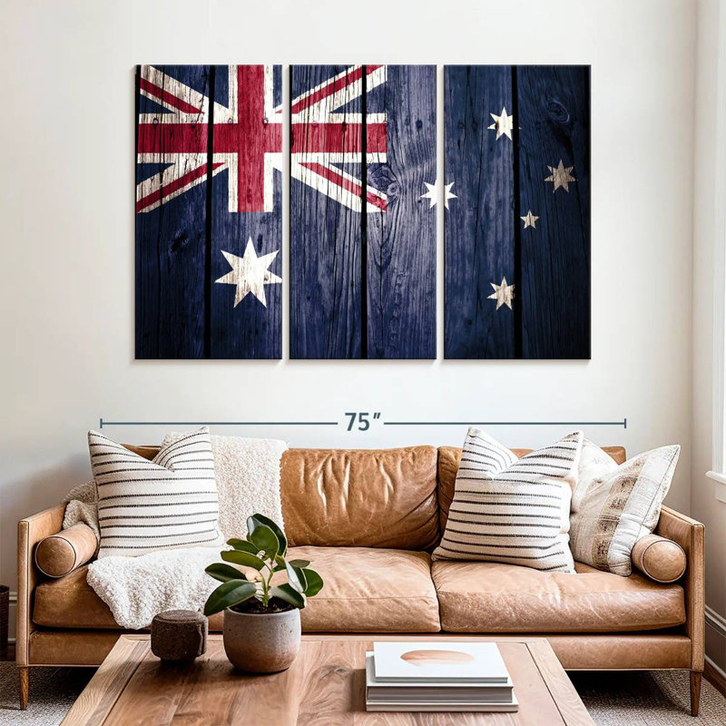 Borges Australian Flag Wood Style, 42" H x 65" W
