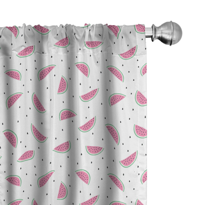Watermelon Semi-Sheer Rod Pocket Curtain Panels, 28" x 84"