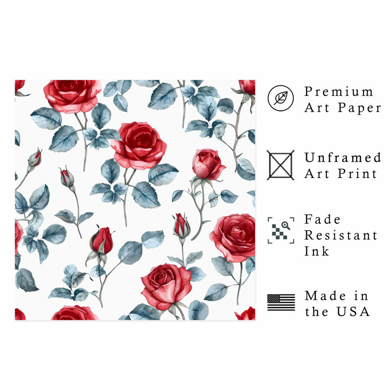 Impression florale de roses rouges VI Shabby Chic, H 10 po x l 10 po