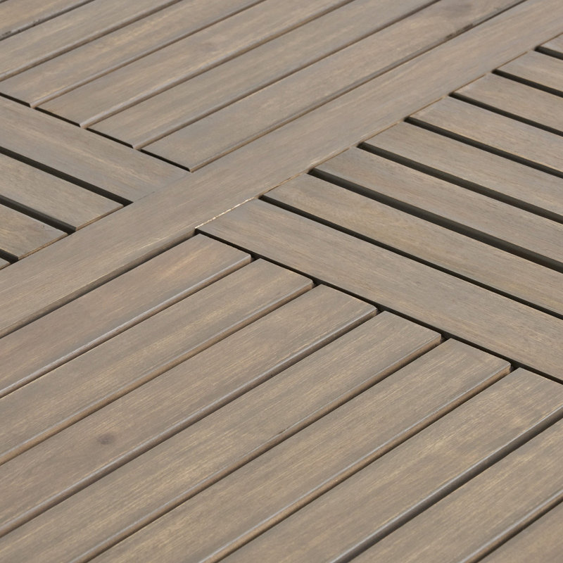 Table de salle à manger rectangulaire pour l'extérieur avec plateau à lattes et pieds en cabriole