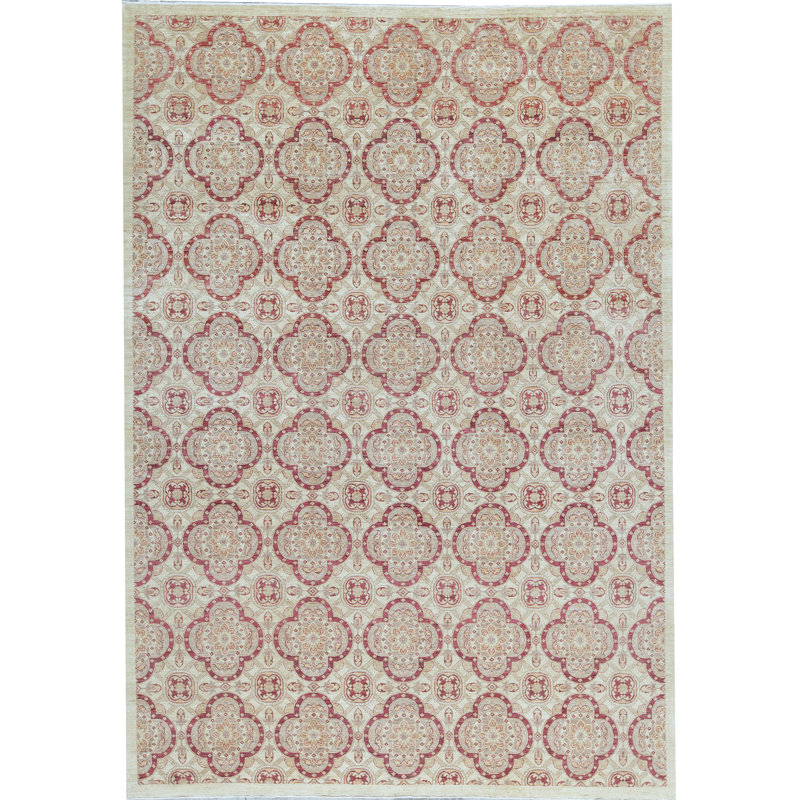 Tapis beige noué à la main de haute qualité