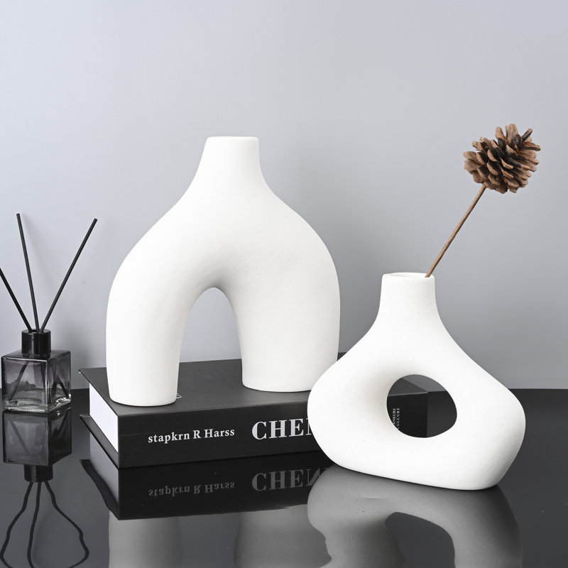 Ensemble de vases de table en céramique 2 pièces Elife, Blanc