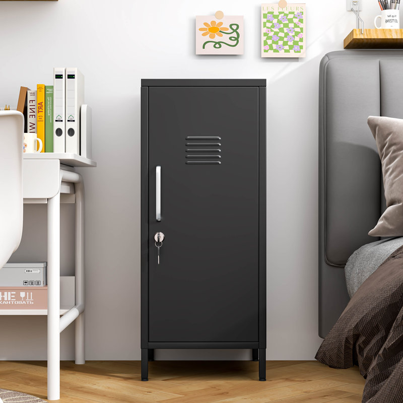 35.43"H Metal Locker Storage Cabinet ,Steel Office Locker with 2 Adjustable Shelves, Black