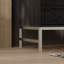 Table de chevet contemporaine à 3 tiroirs en grain de bois noir avec pieds argentés, table de chevet contemporaine