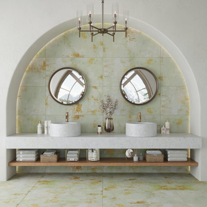 Aureate 20" x 39" Porcelain Marble Look Wall & Floor Tile, Green