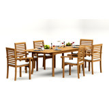 10 Seats 11 Pcs Grade-A Teak Wood Dining Set: 94" Double Extension Rectangle Table And 10 Hari Stacking Arm Chairs #11HR2010