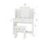 Table de coiffeuse avec un tiroir, miroir réglable, amplement de tablettes ouvertes, tabouret confortable, design moderne, blanc antique, panneau de particules +, table de miroir avec tiroir d'une hauteur de 50,66 po, rangement élégant assorti