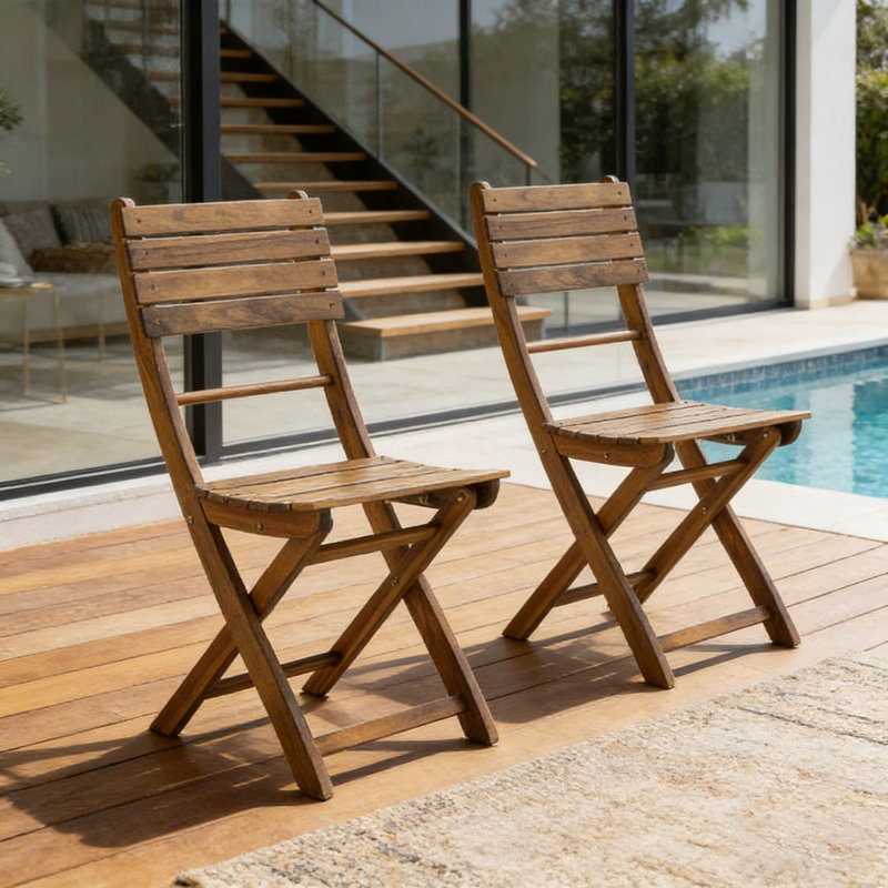 Chaise d'extérieur pliante en bois d'acacia