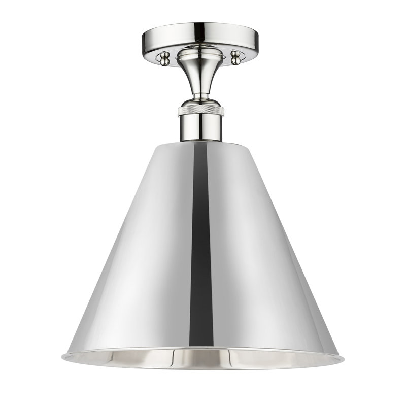 Plafonnier semi-encastré Jacquee, Chrome poli, Chrome poli, H 14,75 po x l 12 po x P 12 po