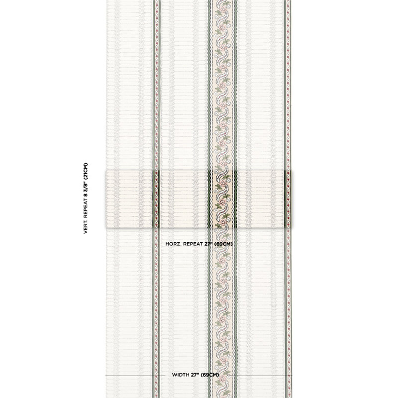 Schumacher X Rita Konig Serena Stripe Wallpaper, Rose