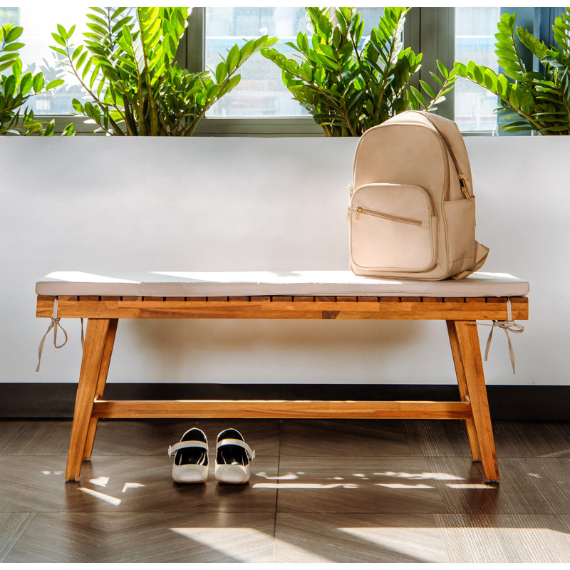Banc d'extérieur en bois massif avec coussin