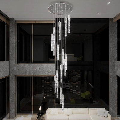 Modern Crystal Chandelier With 20 Lights - Dimmable LED Ceiling Light Fixture With Remote & App Control, Adjustable Height For Foyer, Staircase, Villa, Hallway