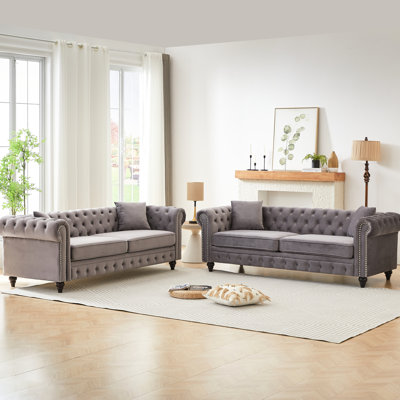 Salon moderne avec un tissu en velours doux, un design classique et des coussins en mousse à haute densité pour 6 sièges d'appoint
