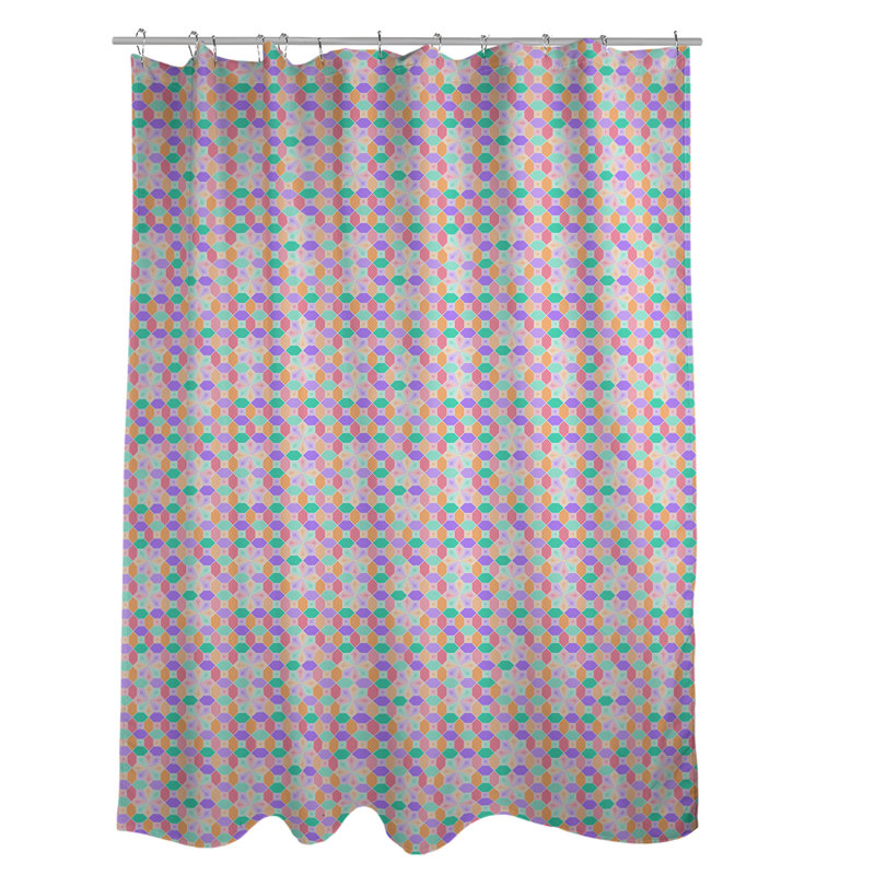 Rideau de douche simple en vitrail, Mauve / orange / rouge
