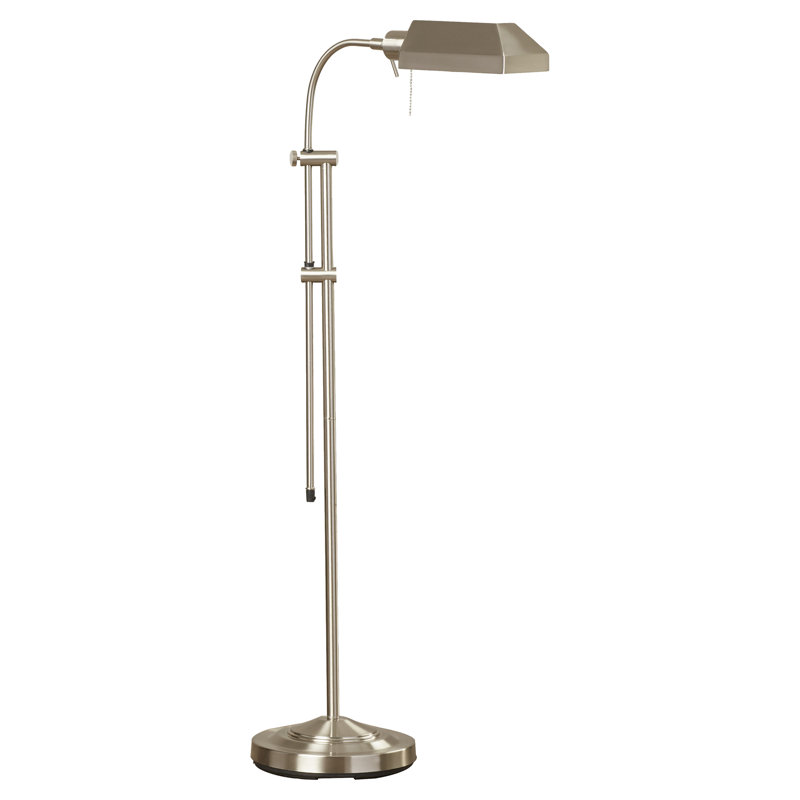 Lampe sur pied de pharmacie 100W avec mât réglable 57 "H pour la lecture, Acier brossé
