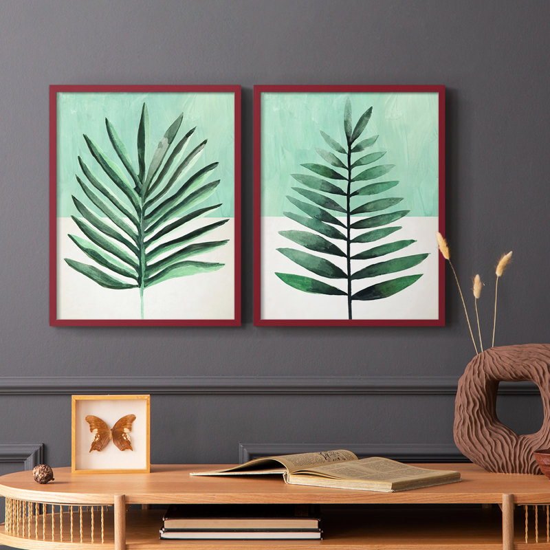 Impression encadrée Verging Palm I-Premium - prête à être accrochée - aucun clou requis - aucun clou requis, Rouge