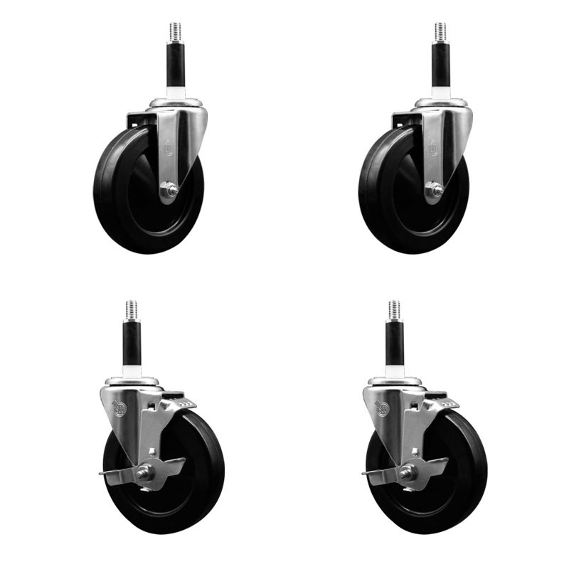 Ensemble de roulettes extensibles en caoutchouc dur 2 roues SCC TLB 5 po x 7/8 po
