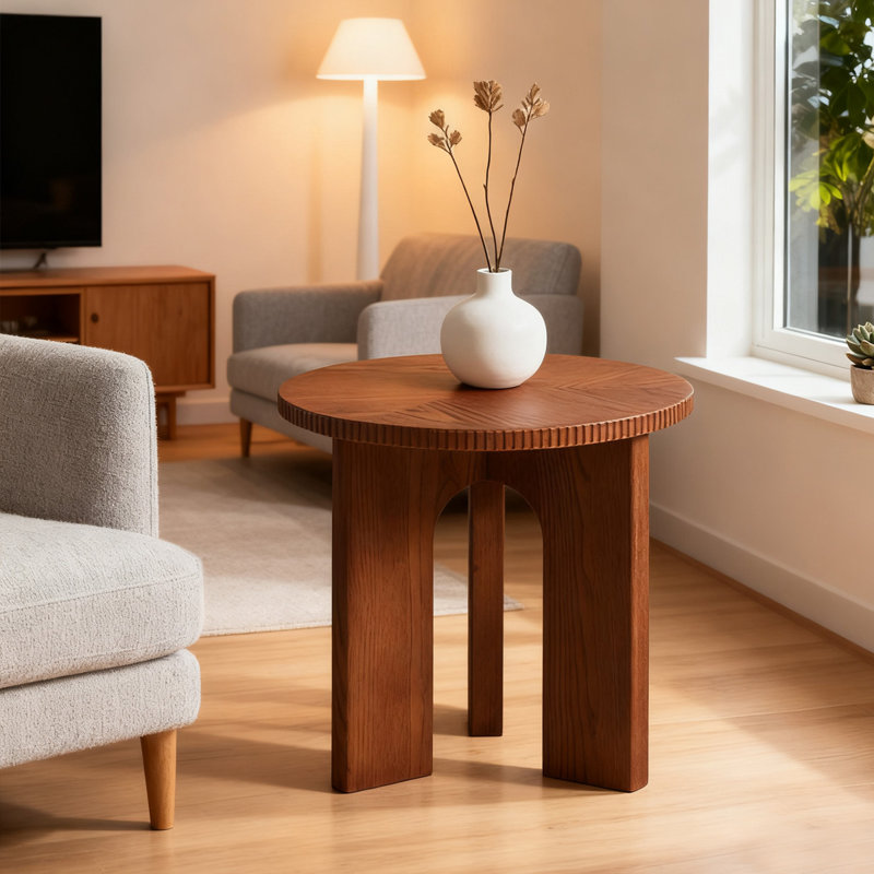 Retro Wanlut Solid Wood Round Coffee Table