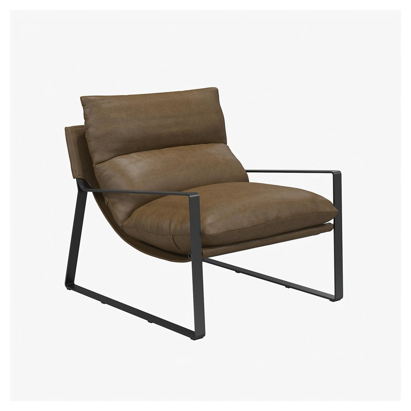 Chaise d'appoint rembourrée en similicuir Gatsby Camel