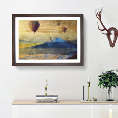 Hot Air Balloons Above Mount Fuji - Picture Frame Painting Print