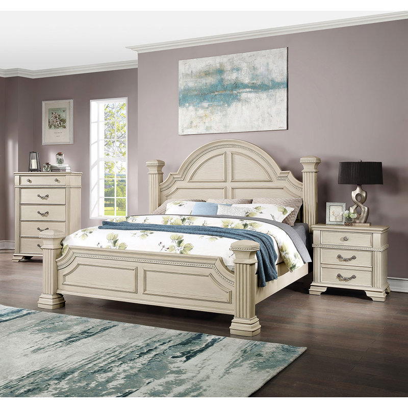 Grand lit, blanc antique, Grand, Blanc