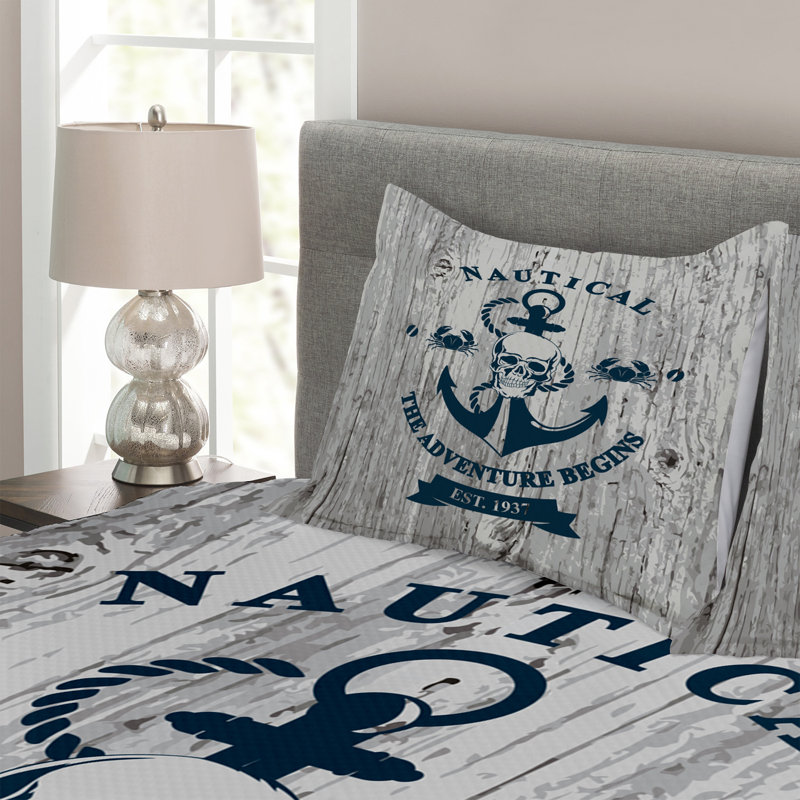 Anchor Bedspread Set with Cushion Cover, 220 x 264 cm
