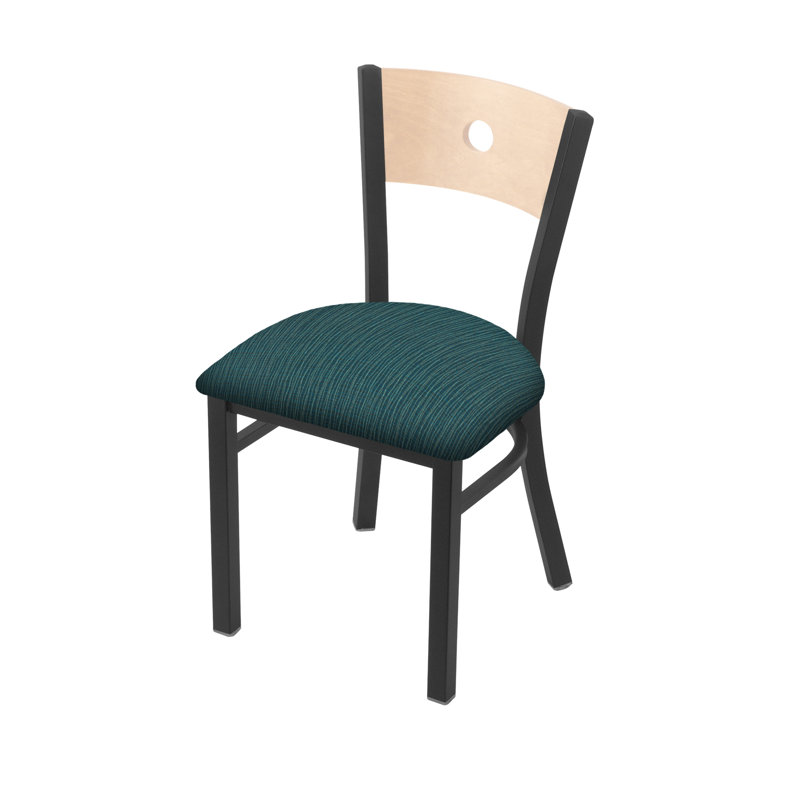 Chaise 630 Voltaire, Chêne Naturel, Étain, Tissu-graphique marée