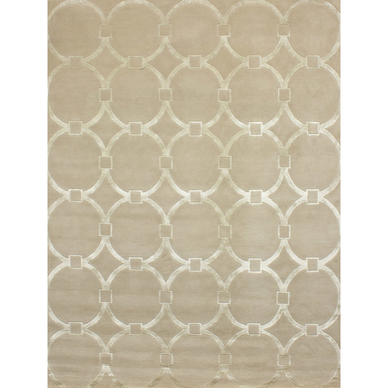 Geometric Area Rug in Bisque/Ivory, Rectangle 9' x 12'