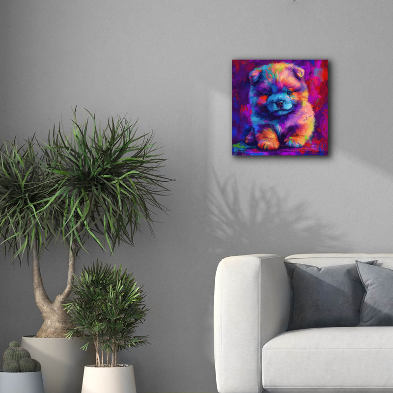  «Woof Chow Chow» par Rich Monet, art mural sur toile, 18 po x 18 po, H 18 po x l 18 po