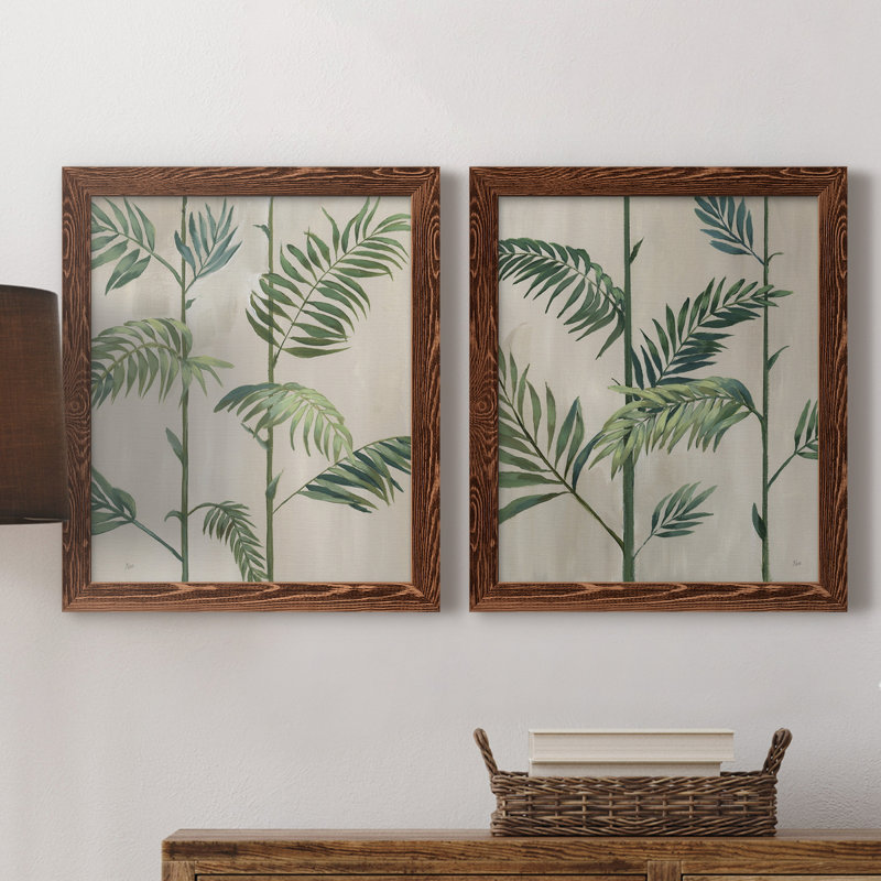 Modern Fronds I - Ensemble de 2 peintures sur toile encadrées, Érable, H 37,5 po x l 55 po x P 1,5 po