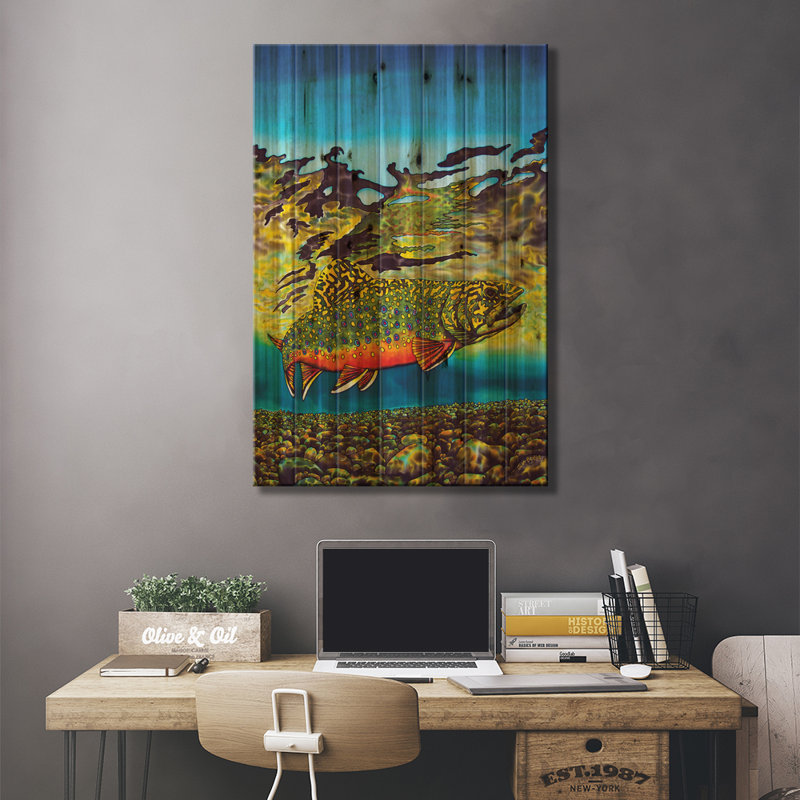 «Brook Trout» par Daniel Jean-Baptiste - peinture sur bois sans cadre