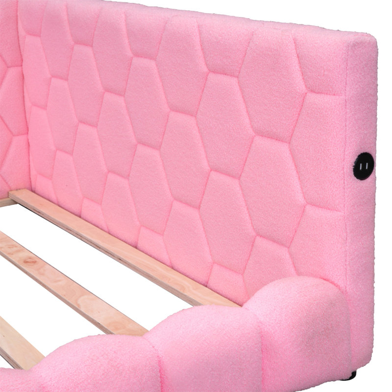 Aderyn Upholstered Linen Standard Bed, Pink