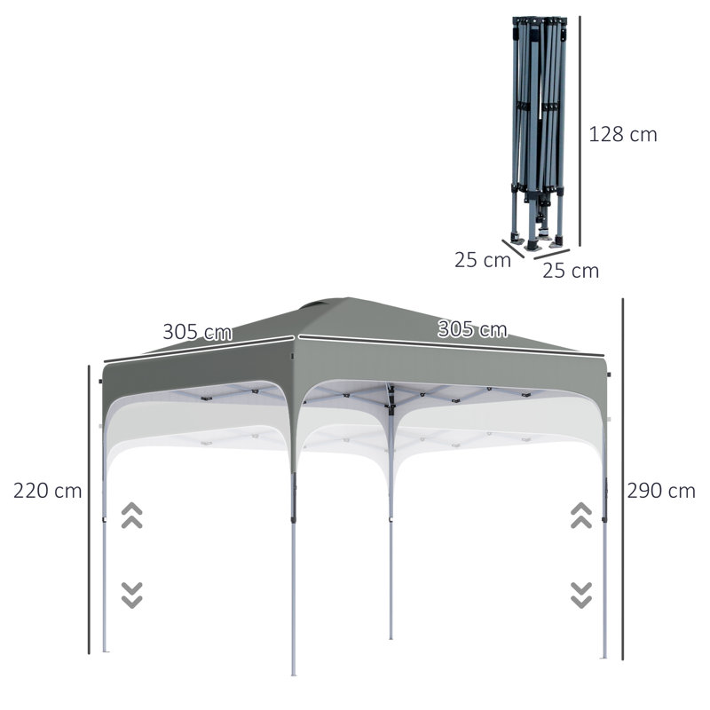 Ahtziri 3m x 3m Steel Pop-Up Gazebo, Grey
