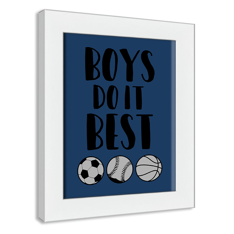 «Boy Do It», art encadré, H 12 po x l 10 po x P 0,6 po, Cadre blanc