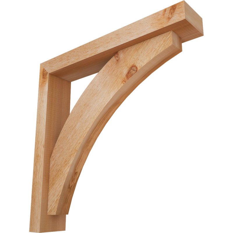 Thorton Block Bracket with Offset Brace, 22 x 22, 4"W Western Red Cedar (Rough Sawn)