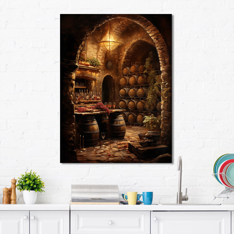 Harmonie de cave à vin - Art mural champagne, Toile tendue, H 32 po x l 16 po x P 1 po