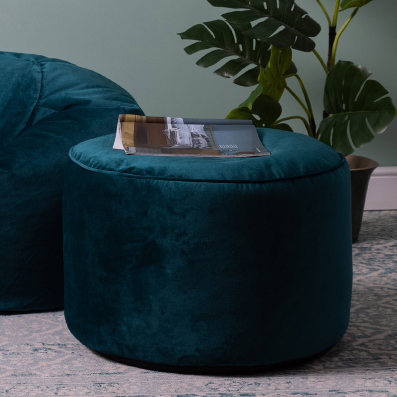 Milano 55Cm Wide Velvet Round Pouffe Ottoman, Teal Green