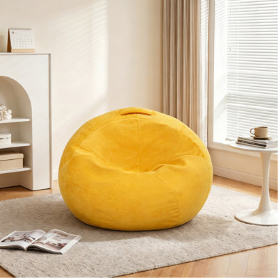 Fauteuil à billes 2,5 pi pour ados et jeunes, dessin animé en velours et fauteuil à billes en chenille avec fauteuil à billes rembourré en mousse haute densité et confortable pour salle de jeux, chambre à coucher, salon