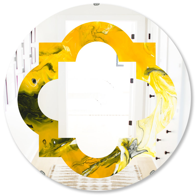Miroir mural quadrilobe éclectique marbré sans cadre, 31,5 po x 31,5 po