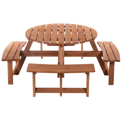 Round Solid Wood Patio Dining Set