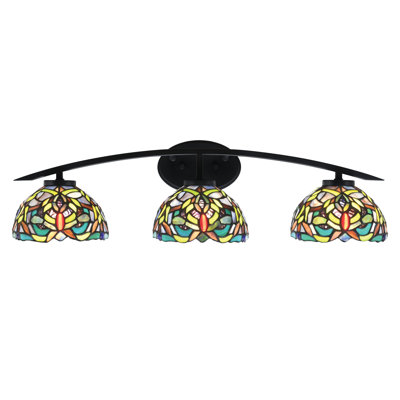 Kurve 3 Light Bath Bar With 7" Kaleidoscope Art Glass