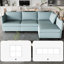 Canapé-lit modulaire en tissu chenille, 4 pièces, bleu antique, 95,79 po de profondeur, 61,67 po de hauteur, 31,43 po de hauteur, 181,87 lb de poids convertible, 4 po sous le siège,