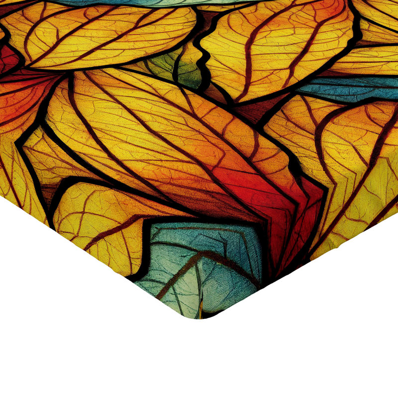 Drap-housse à motif floral Ambesonne, Moutarde / motif floral vermillon, Drap-housse simple TG