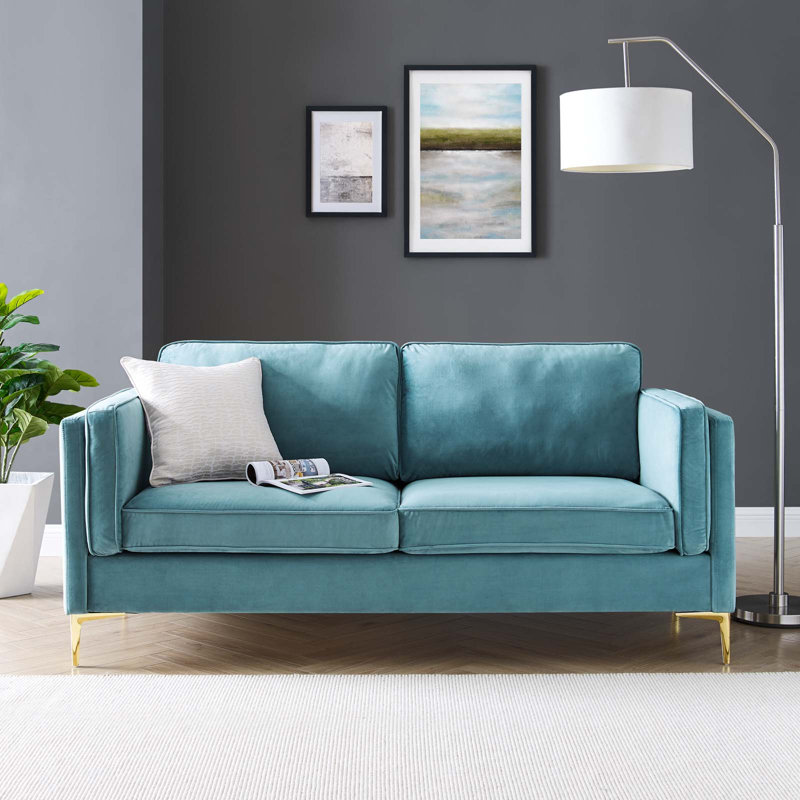 Kaiya Fabric Sofa, Green Velvet