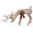 Rattan Grazing Reindeer with Bow and LED Lights Décor