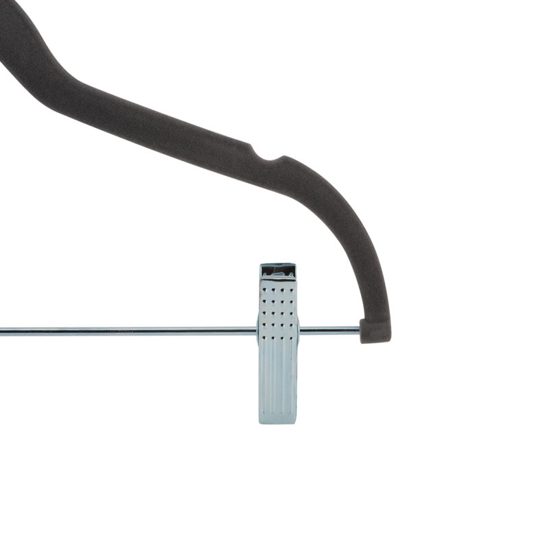  Paquet de 12 cintres en velours avec pinces en noir, gris