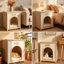 Maison moderne pour animaux avec coussin confortable, table d'appoint double usage, style décontracté américain, jaune pour petits chiens, 21 tables, jaune, motif