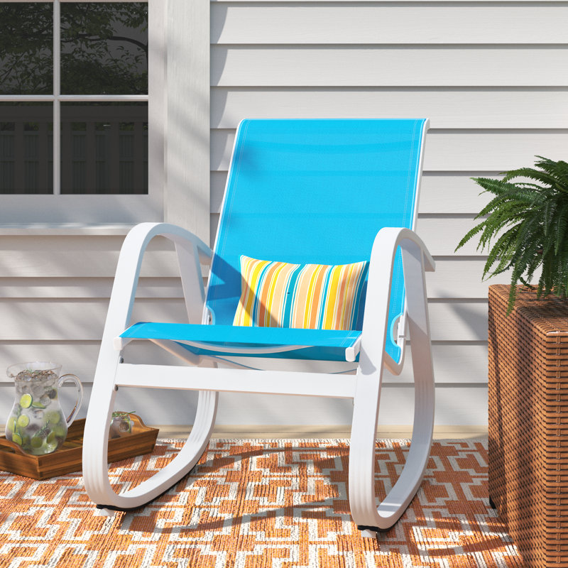 Chaise berçante d'extérieur en métal , Bleu