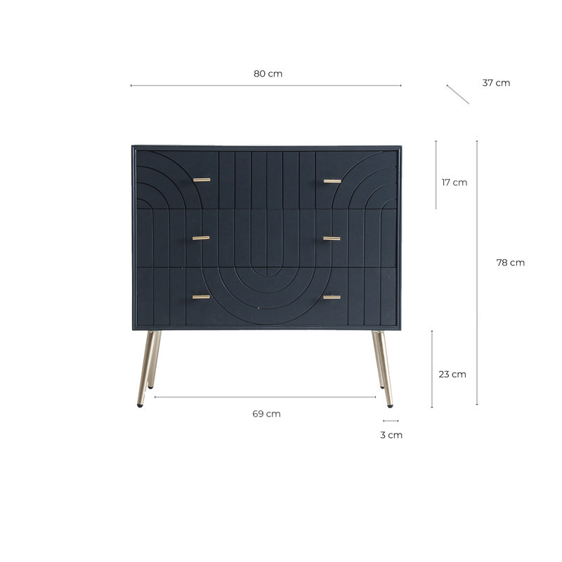 Solid Wood 80 cm W Chest of 4 Drawers
