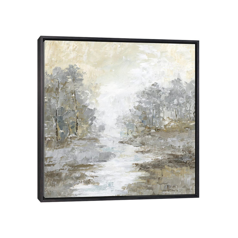 "Babbling Brook I" par Nan, reproduction d’art, Pas de tapis, H 26 po x l 26 po x P 1,5 po, Toile avec cadre noir patiné